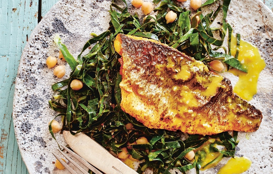 Spiced Sea Bass with Citrus Butter Sauce